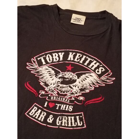 Toby Keiths Bar & Grill Graphic Black T-Shirt With Eagle Design Mens Size M - Picture 1 of 4